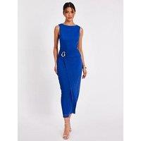 Quiz Royal Blue Mesh Buckle Midaxi Dress