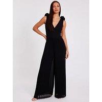 Quiz Black Chiffon Pleated Jumpsuit