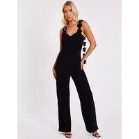 Quiz Black Floral Strap Jumpsuit
