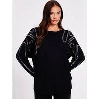 Quiz Black Diamante Stud Jumper