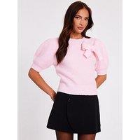 Quiz Pink Puff Sleeve Knit Jumper