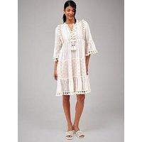 South Beach South Beach Trim Detail Tiered Mini Dress -Cream