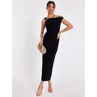 Quiz Black Asymmetric Midaxi Dress