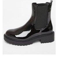 Quiz Wide Fit Black Faux Leather Chelsea Boots