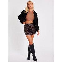 Quiz Brown Leopard Print Mini Skirt