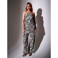 South Beach Sunburst Textured Wide Leg Trousers - Mono