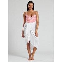 South Beach Crinkle Viscose Fringed Sarong - White