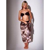 South Beach Printed Palm Tree Sarong - Brown
