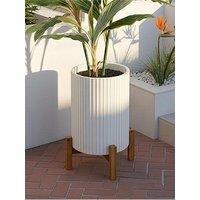 The Very Collection Tall Ribbed Planter On Stand 30Cm