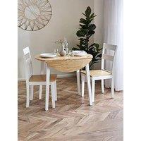 Julian Bowen Linwood Round Drop Leaf Dining Table With A Choice Of 2 Or 4 Chairs - White/Oak - Dining Table & 4 Chairs
