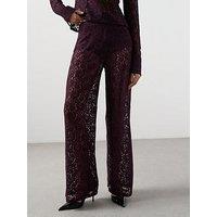 Mango Lace Straight Trousers - Red
