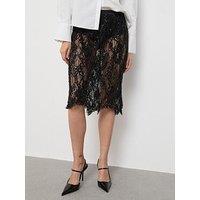 Mango Lace Skirt With Sequins - Black