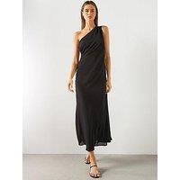 Mango Asymmetrical Dress With Scarf - Black