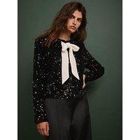Mint Velvet Sequin Bow Jacket - Black