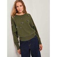 Monsoon Sable Sequin Jumper - Green