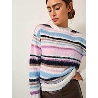 Monsoon Sylvie Stripe Jumper - White