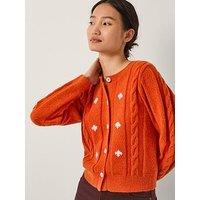 Monsoon Enya Cable Knit Cardi - Orange