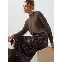 Mango Fine Knit Lurex Sweater - Brown