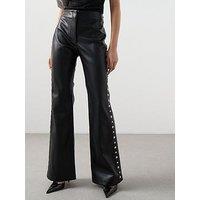 Mango Studded Faux Leather Trousers - Black