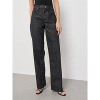 Mango Sparkle Straight Leg Jeans - Black