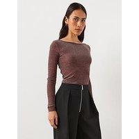 Mango Sheer Long Sleeve Sparkle Top