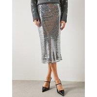 Mango Sequin Midi Pencil Skirt - Grey