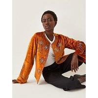 Monsoon Venus Velvet Embroidered Jacket - Orange