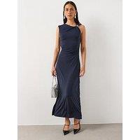 Mango Fitted Dress With Metal Detail - Navy
