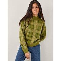 Monsoon Cleo Check Jumper - Green