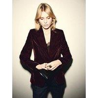 Mango Velvet Blazer - Burgundy