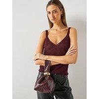 Mango Lurex Knitted V-Neck Vest Top - Red