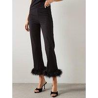 Mango Feather Trim Capri - Black