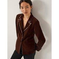 Monsoon Mila Velvet Jacket - Brown