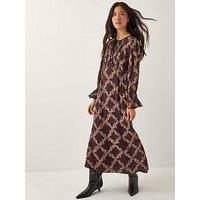 Monsoon Cheryl Print Dress - Brown