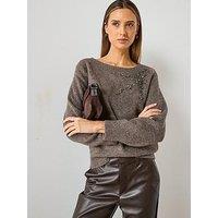 Mango Embellished Jumper - Brown