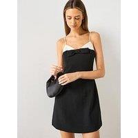 Mango Bow Contrasting Dress - Black