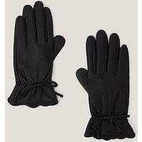 Monsoon Eva Leather Bow Gloves - Black