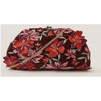 Monsoon Josie Embroidered Clutch Bag - Brown
