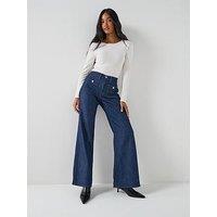 7 For All Mankind Lotta Halona Jeans With Pockets - Navy