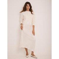 Mint Velvet Layered Embellished Jumper Maxi Dress - Cream