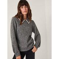 Monsoon Caryn Collar Jumper - Grey
