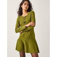 Monsoon Bayle Bow Knit Dress - Green