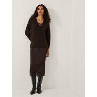 Monsoon Fay Fabric Mix Dress - Brown