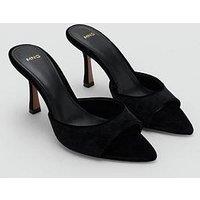 Mango Velvet Open Toe Heel - Black