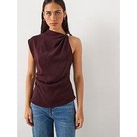 Mango Sleeveless Top Metal Shoulder Detail - Burgundy