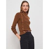 Mango Sweater With Asymmetrical Neck And Buttons - Brown