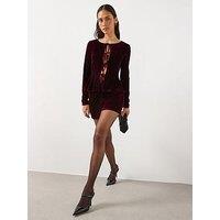 Mango Velvet Blouse With Bows - Red