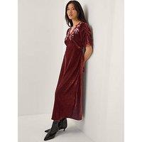 Monsoon Josie Embroidered Dress - Brown