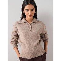The Very Collection Collared Neck Cinched Waist Jumper - Brown