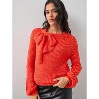 The Very Collection Bow Neck Knitted Jumper - Red
